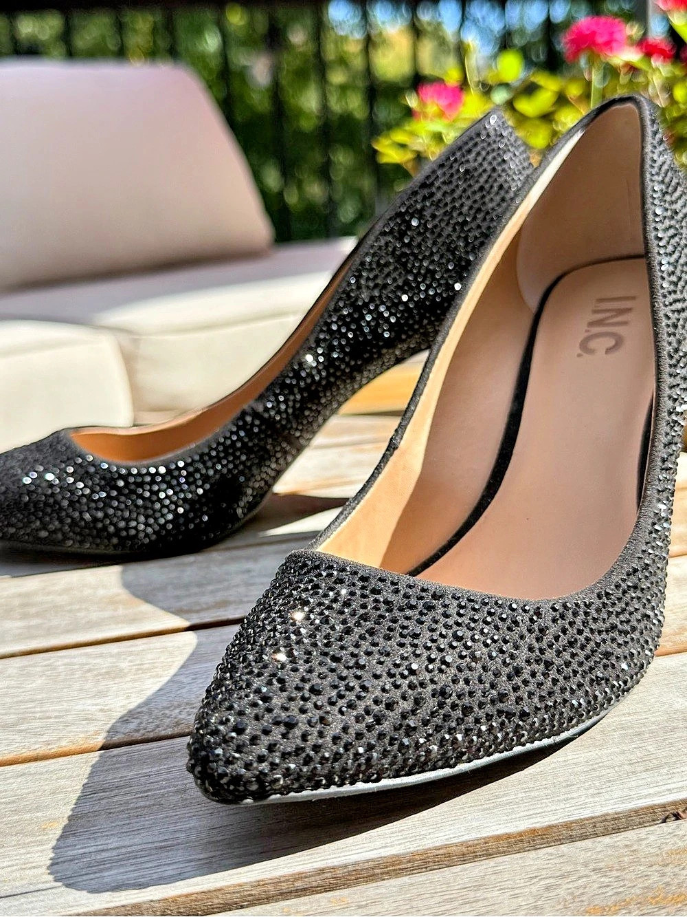 INC Rhinestone Pointed-Toe Heels Black - Picture 6 of 8
